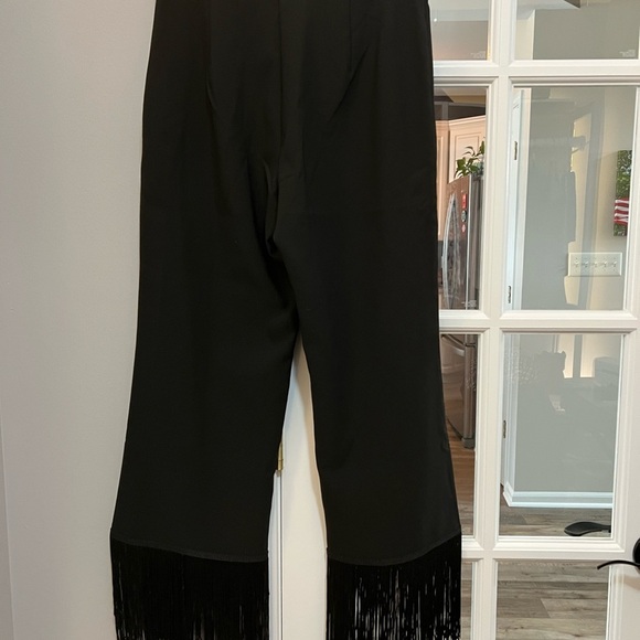 Lulu's Catch a Crush Black Fringe Hem Cropped Pants Sz S NWT - Picture 9 of 13